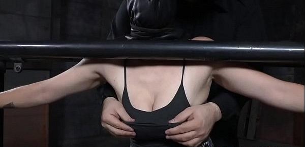  Tiedup submissive flogged after breastbondage